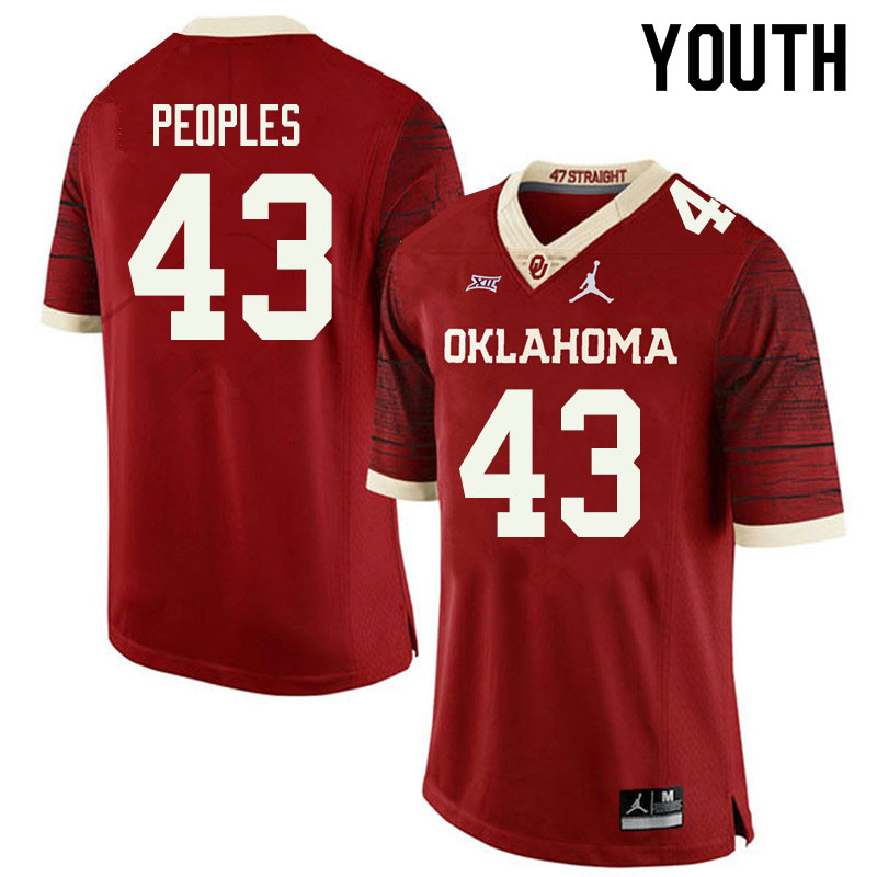 Jordan Brand Youth #43 Ryan Peoples Oklahoma Sooners College Football Jerseys Sale-Retro - Click Image to Close